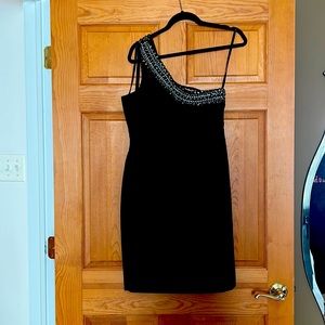 Calvin Klein Black one shoulder studded Cocktail dress size 6